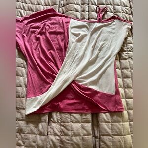 Pink and White Asymmetrical Top l M